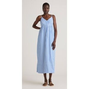 Quince Maxi Dress Women XS Blue White Stripe NWT Organic Cotton Preppy Coastal